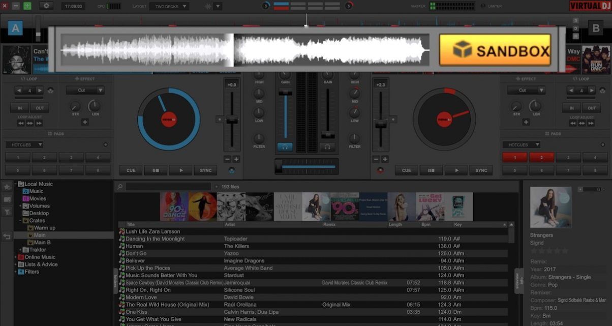 Virtual DJ sandbox