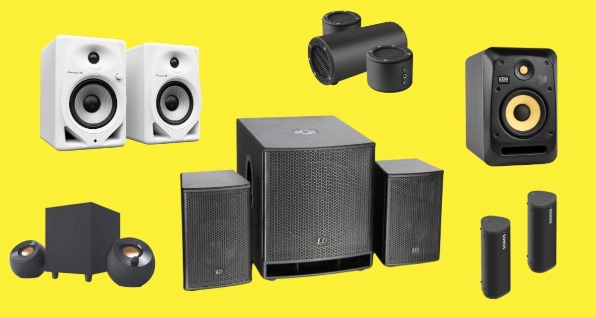 Various types of speakers for DJs and producers