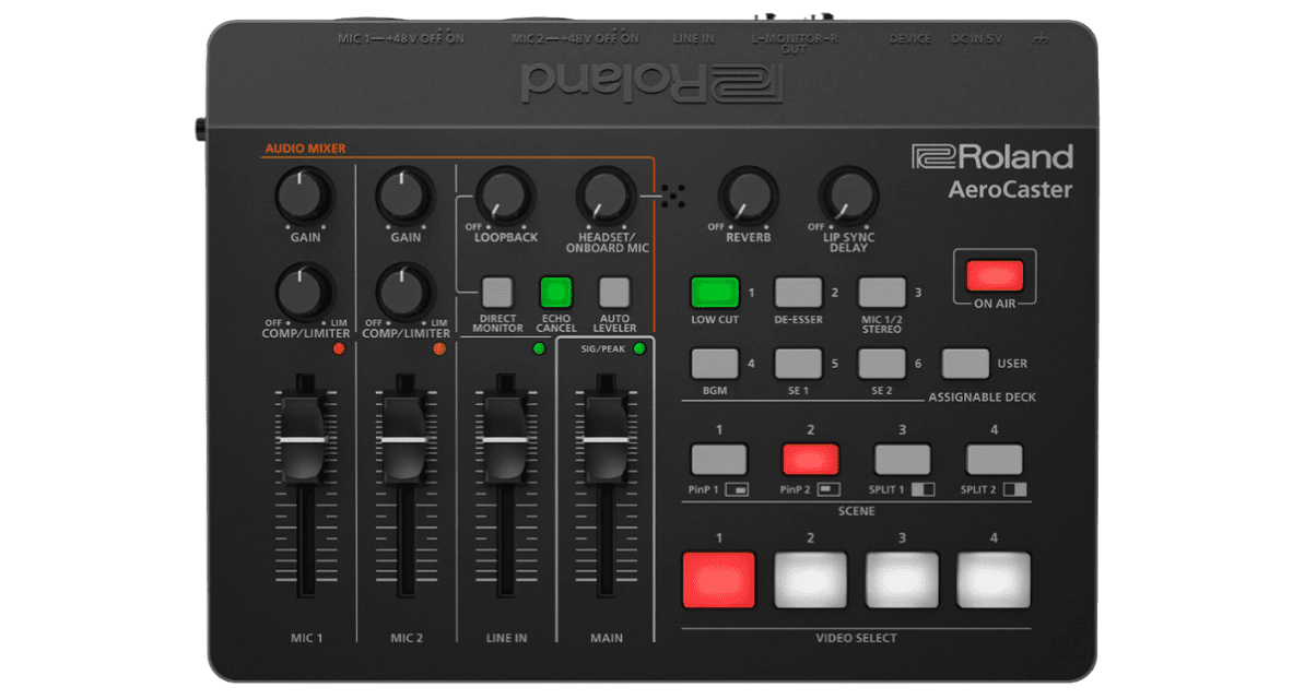 Top view of Roland AeroCaster video mixer