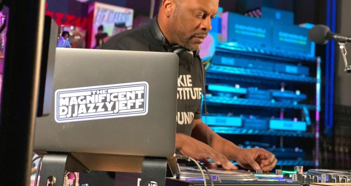 DJ Jazzy Jeff playing music in his home studio