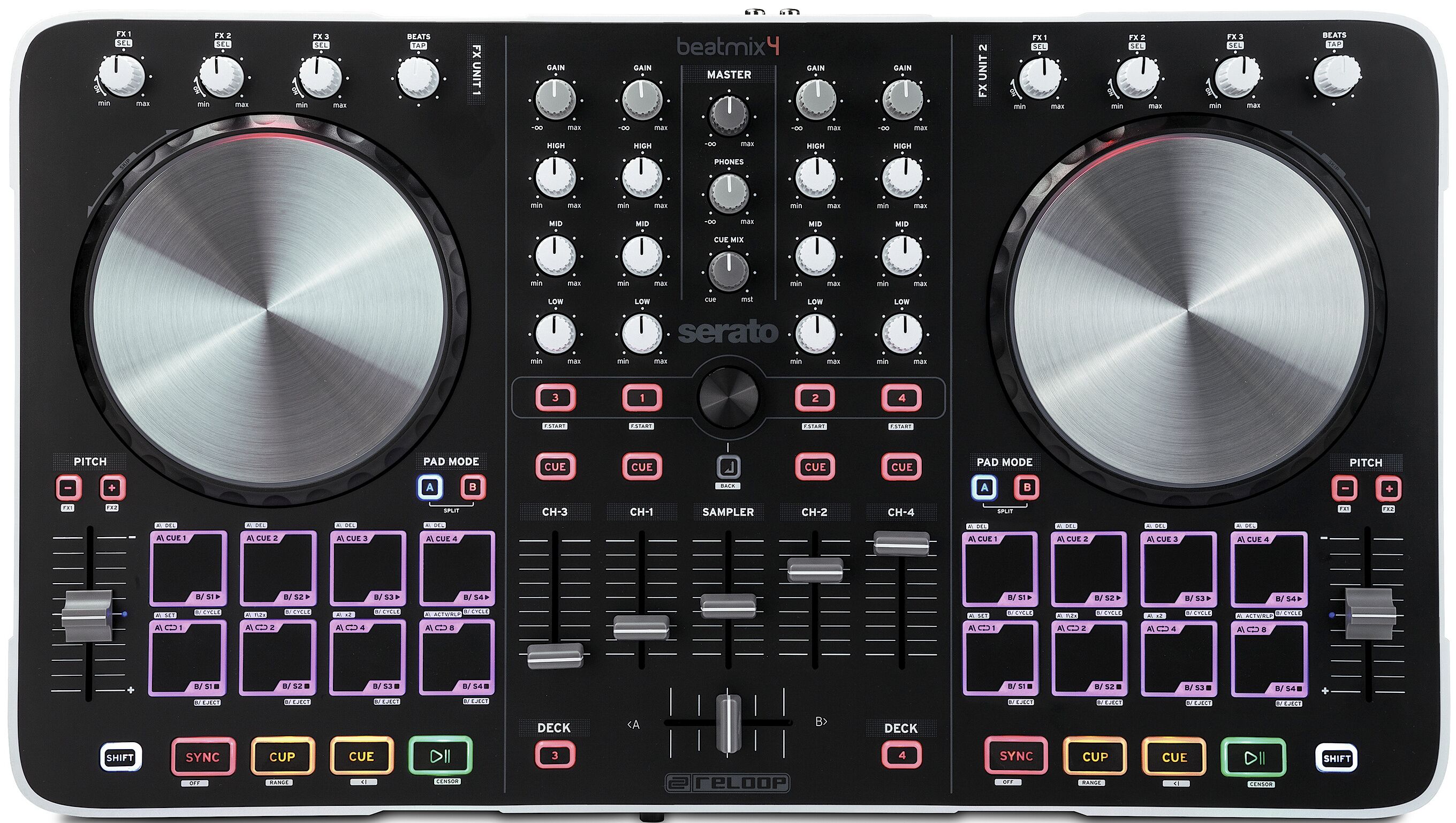 Reloop BEATMIX 4 (スピーカー付) Review & Video: Reloop Beatmix 4 Serato DJ Intro Controller